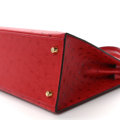 Hermes Ostrich Kelly Sellier 28 Rouge Casaque 9 of 9
