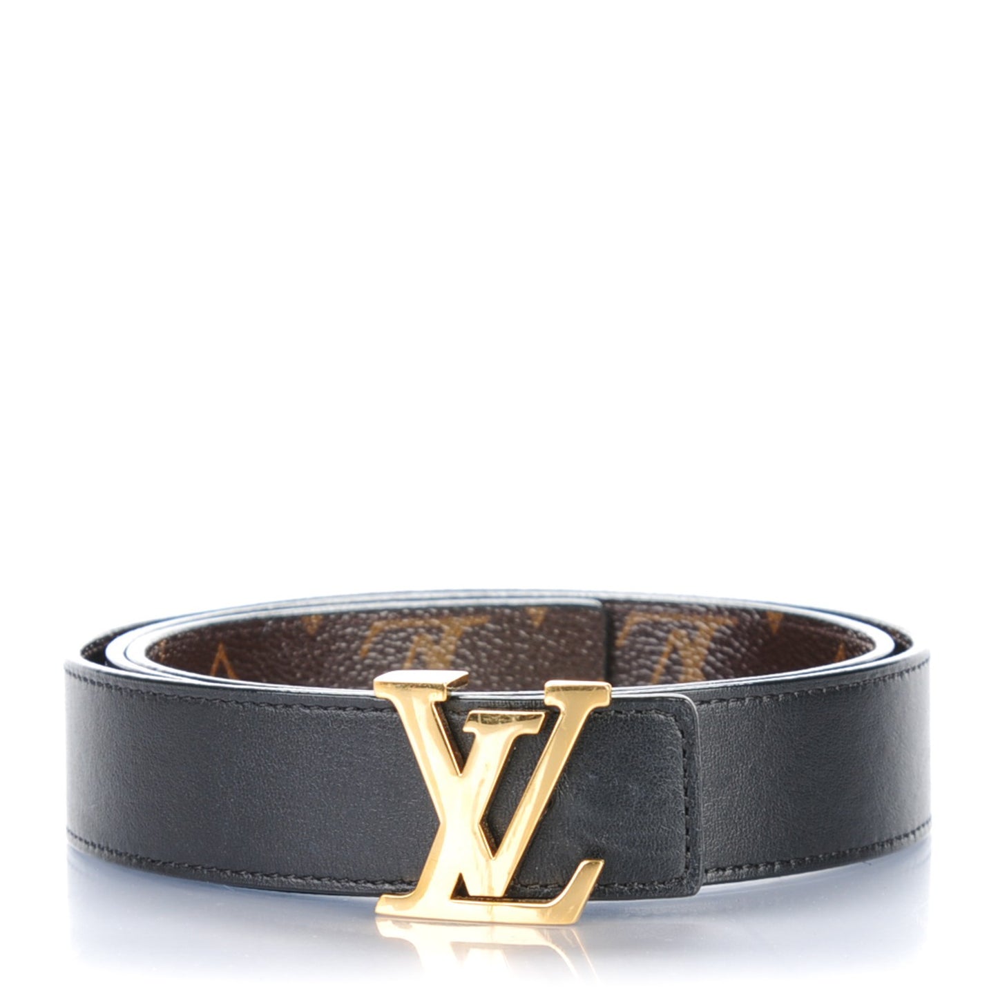 Calfskin Monogram 30mm LV Initiales Reversible Belt 85 34 Black