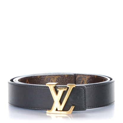 Louis Vuitton Calfskin Monogram 30mm LV Initiales Reversible Belt 85 34 Black 1 of 5