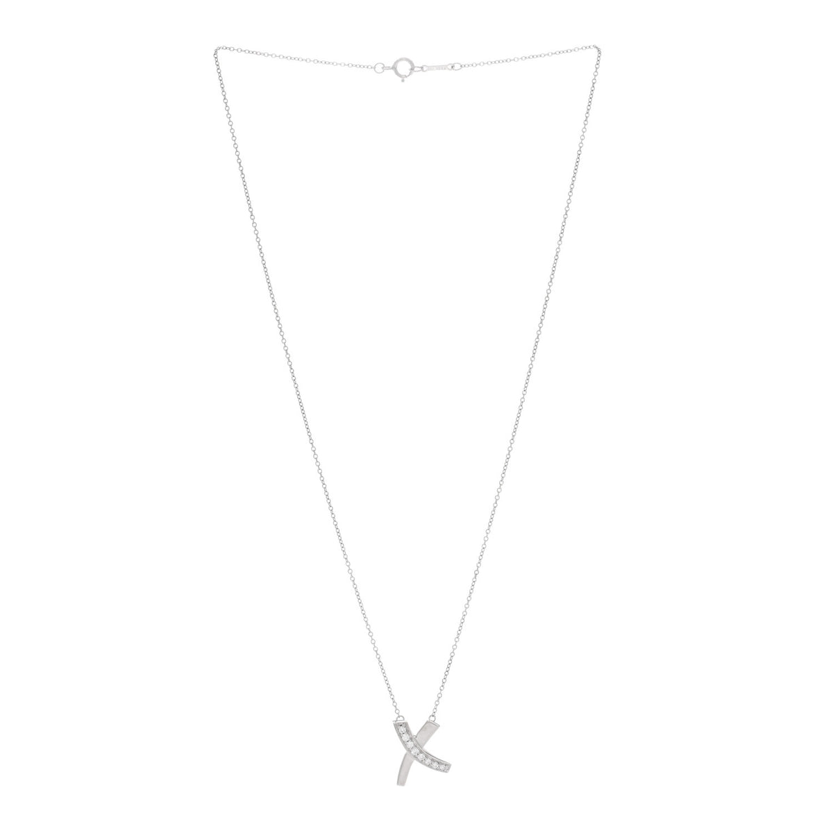 Tiffany 18K White Gold Diamond Paloma Picasso Small Signature X Pendant Necklace 3 of 5