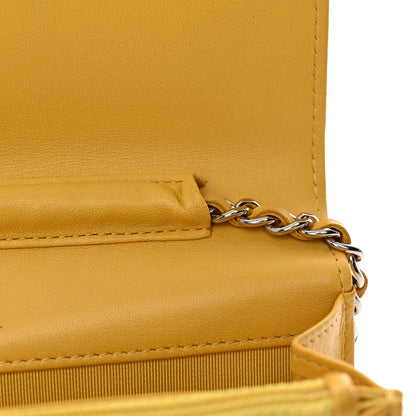 Chanel Lambskin Quilted Wallet On Chain WOC Yellow 13 of 14