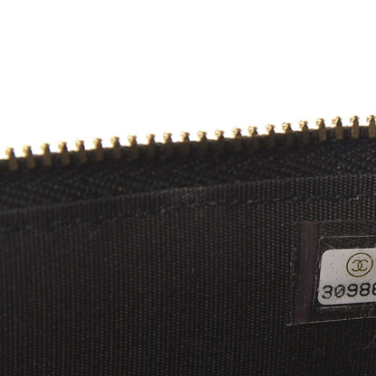 Chanel Raffia Jute Striped Small Vanity Case With Chain Black Beige 7 of 10