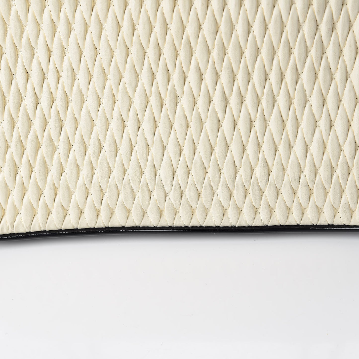 Vinyl Lambskin Quilted Shoulder Flap Beige Black