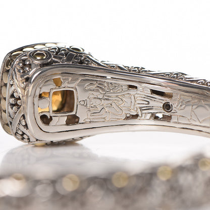John Hardy Sterling Silver 18K Yellow Gold Diamond Smoky Quartz Jaisalmer Cuff Bracelet 5 of 5