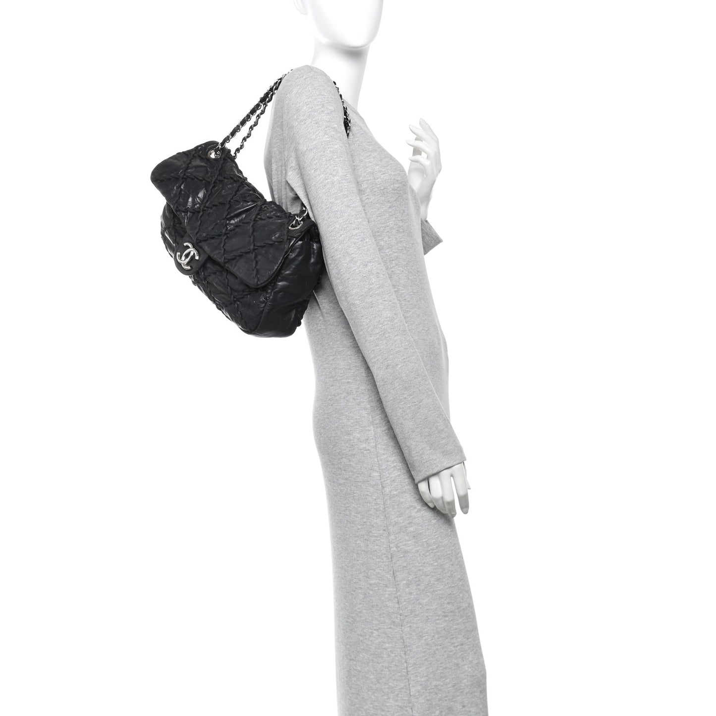 Calfskin Ultra Stitch Oversize Flap Black