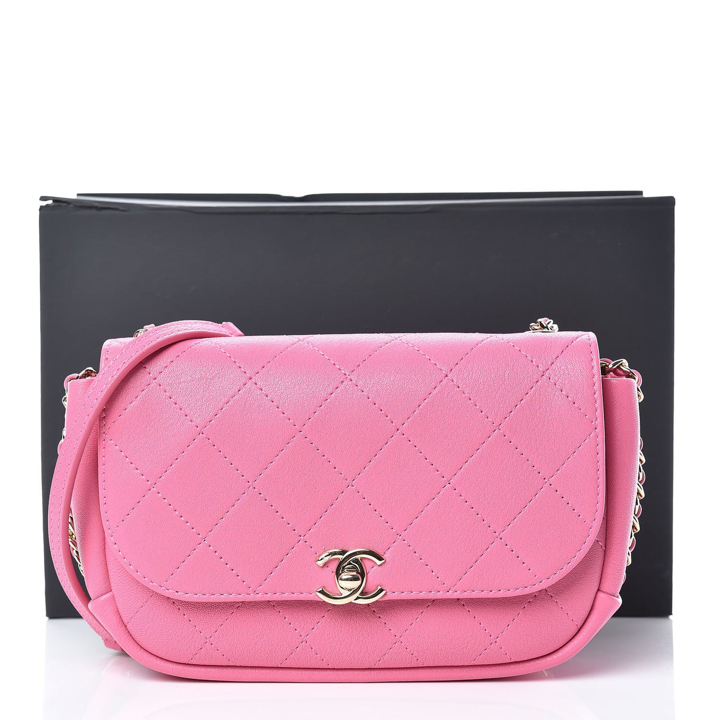 Lambskin Stitched CC Day Flap Bag Pink