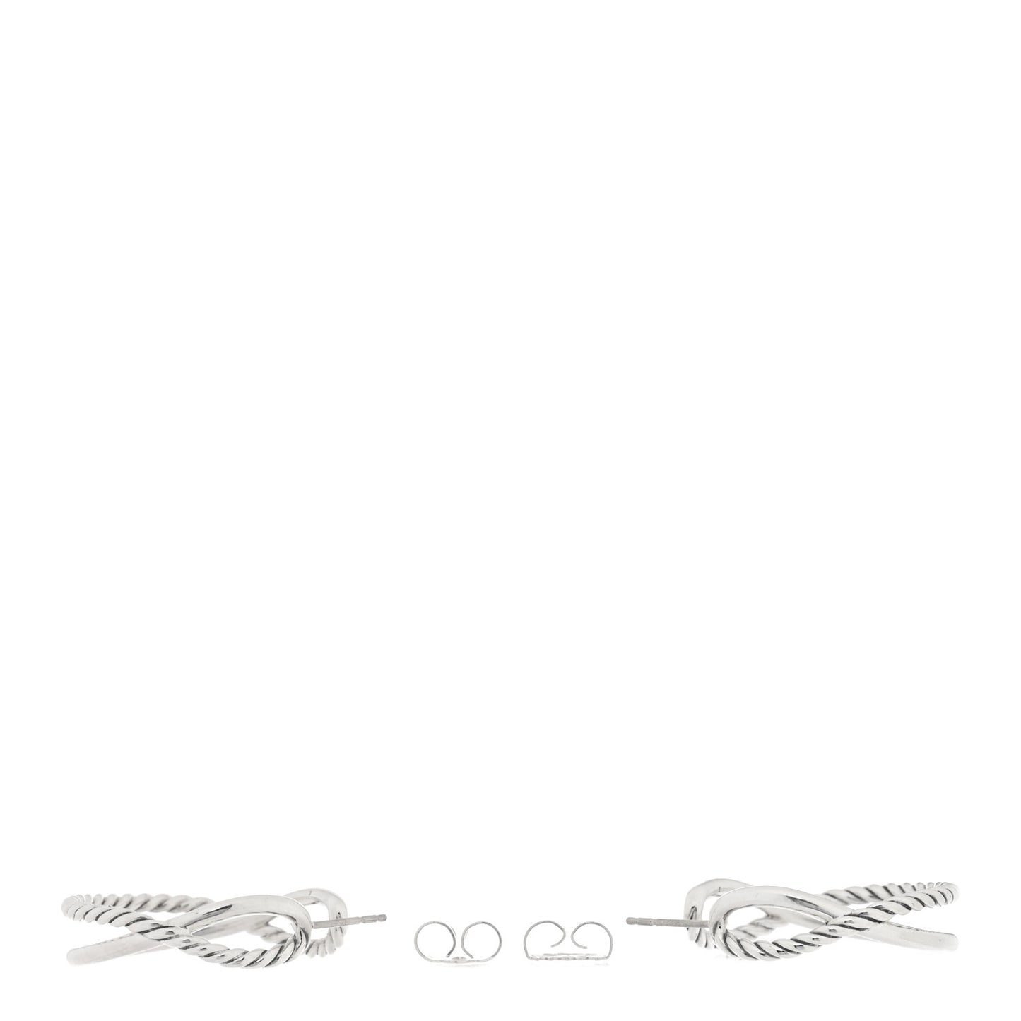 Sterling Silver Crossover Cable Hoop Earrings