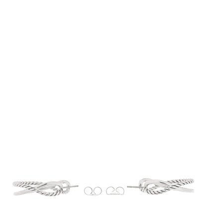 David Yurman Sterling Silver Crossover Cable Hoop Earrings 3 of 4