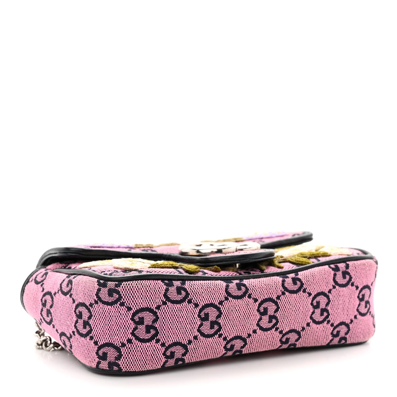 Gucci Monogram Multicolor Matelasse Diagonal Floral Embroidered Super Mini GG Marmont Shoulder Bag Pink Blue Ivory Green Lilac 4 of 12