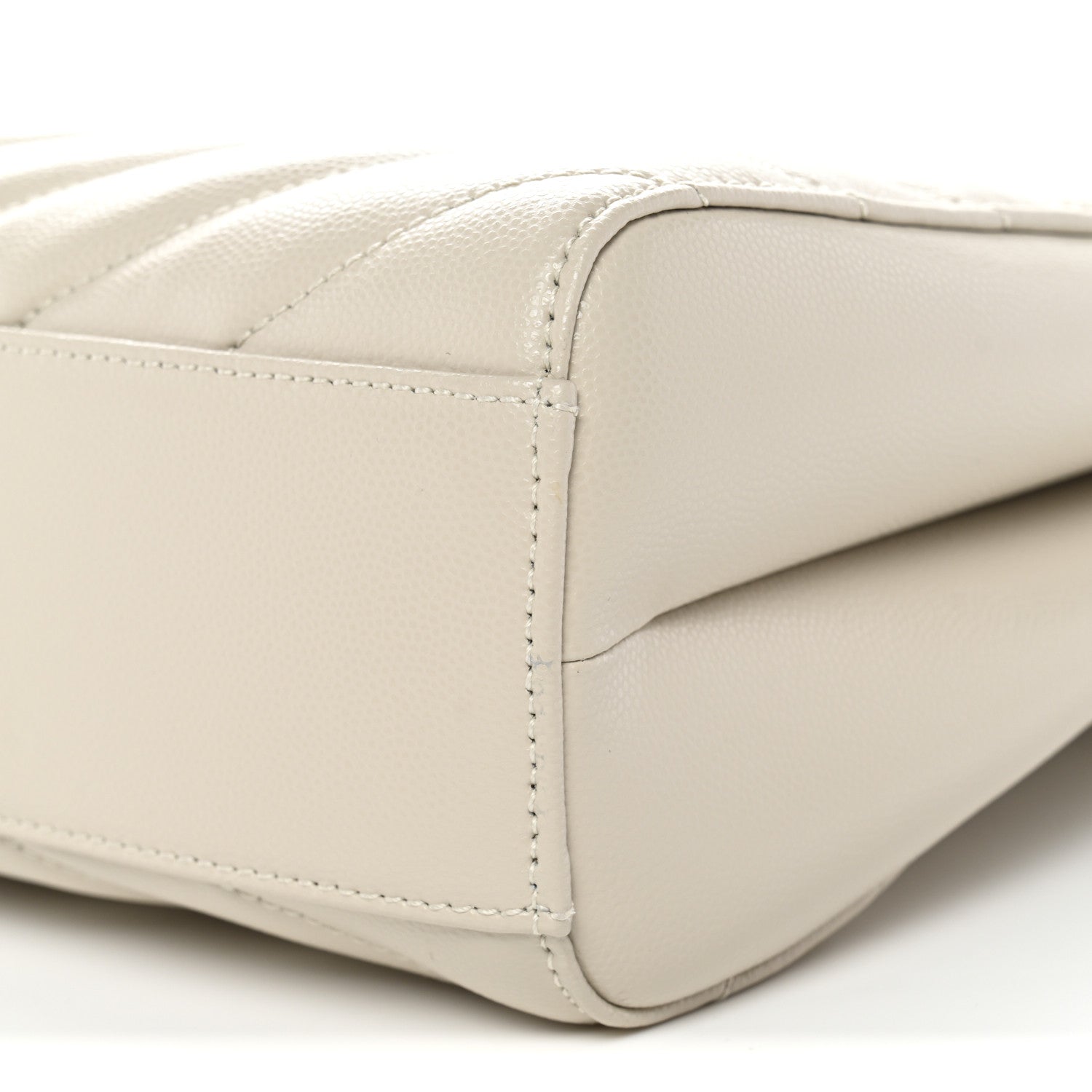 Saint Laurent Grain de Poudre Matelasse Chevron Medium Tribeca Shopping Bag Crema Soft 10 of 10