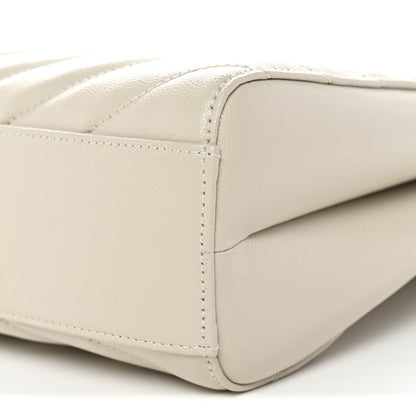 Saint Laurent Grain de Poudre Matelasse Chevron Medium Tribeca Shopping Bag Crema Soft 10 of 10