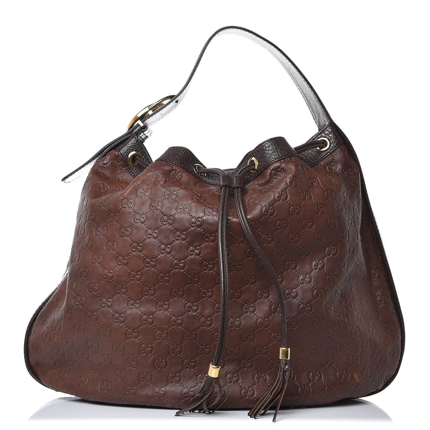 Guccissima Medium Interlocking Icon Shoulder Bag Dark Brown