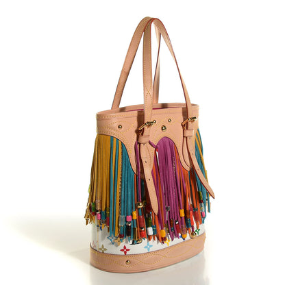 Louis Vuitton Monogram Multicolor Fringe Bucket with Accessories Pouch White 3 of 8
