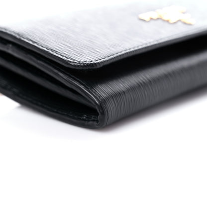 Prada Vitello Move Bi-Color Continental Flap Travel Wallet Black Lacca 9 of 10