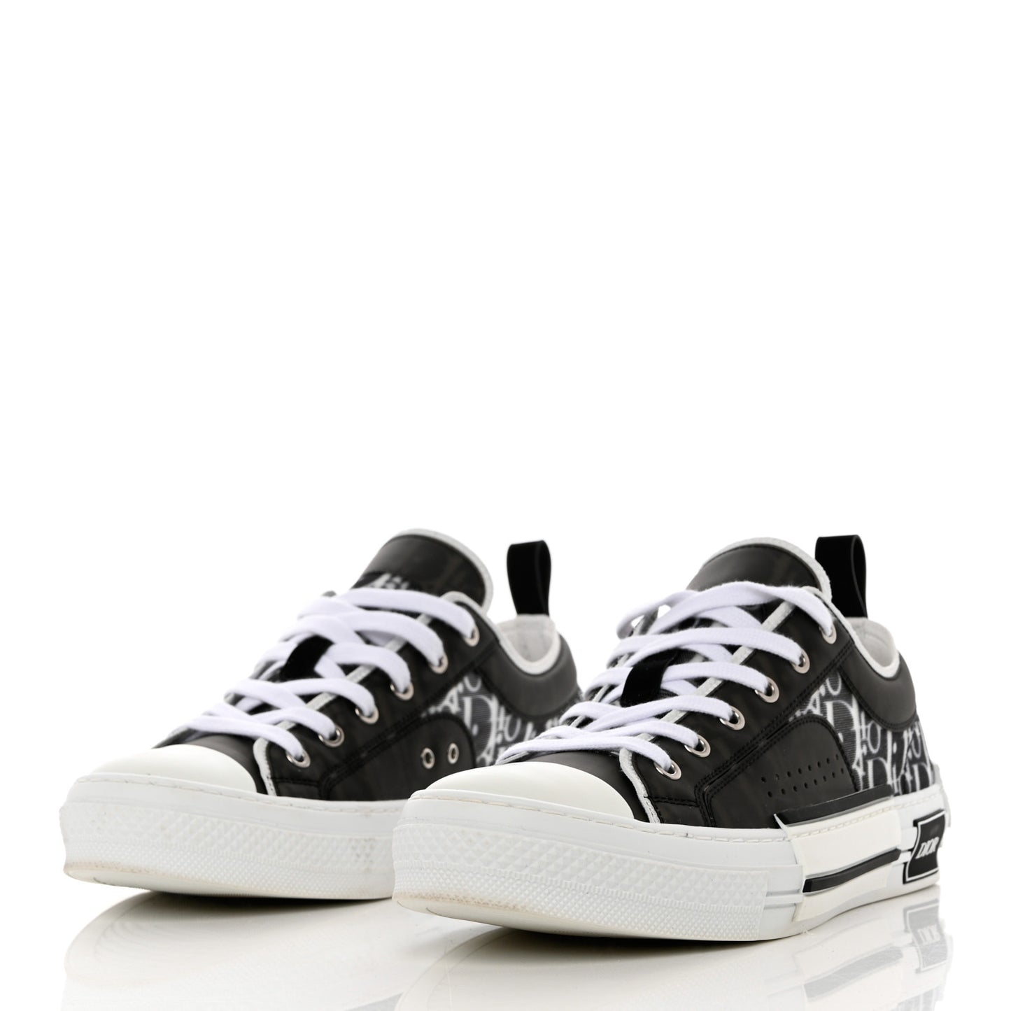 Technical Canvas Mesh Oblique Printed Mens B23 Low Top Sneaker 42 Black White