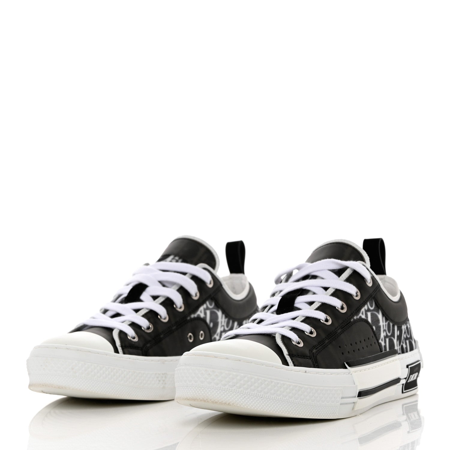 Christian Dior Technical Canvas Mesh Oblique Printed Mens B23 Low Top Sneaker 42 Black White 3 of 9