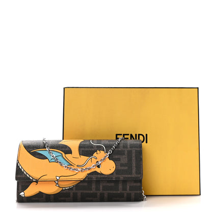 Fendi X FRGMT X POKEMON Glazed Fabric FF Pokemon Print Continental Wallet On Chain Tobacco Moro Giallo Tobacco Moro Giallo 12 of 12