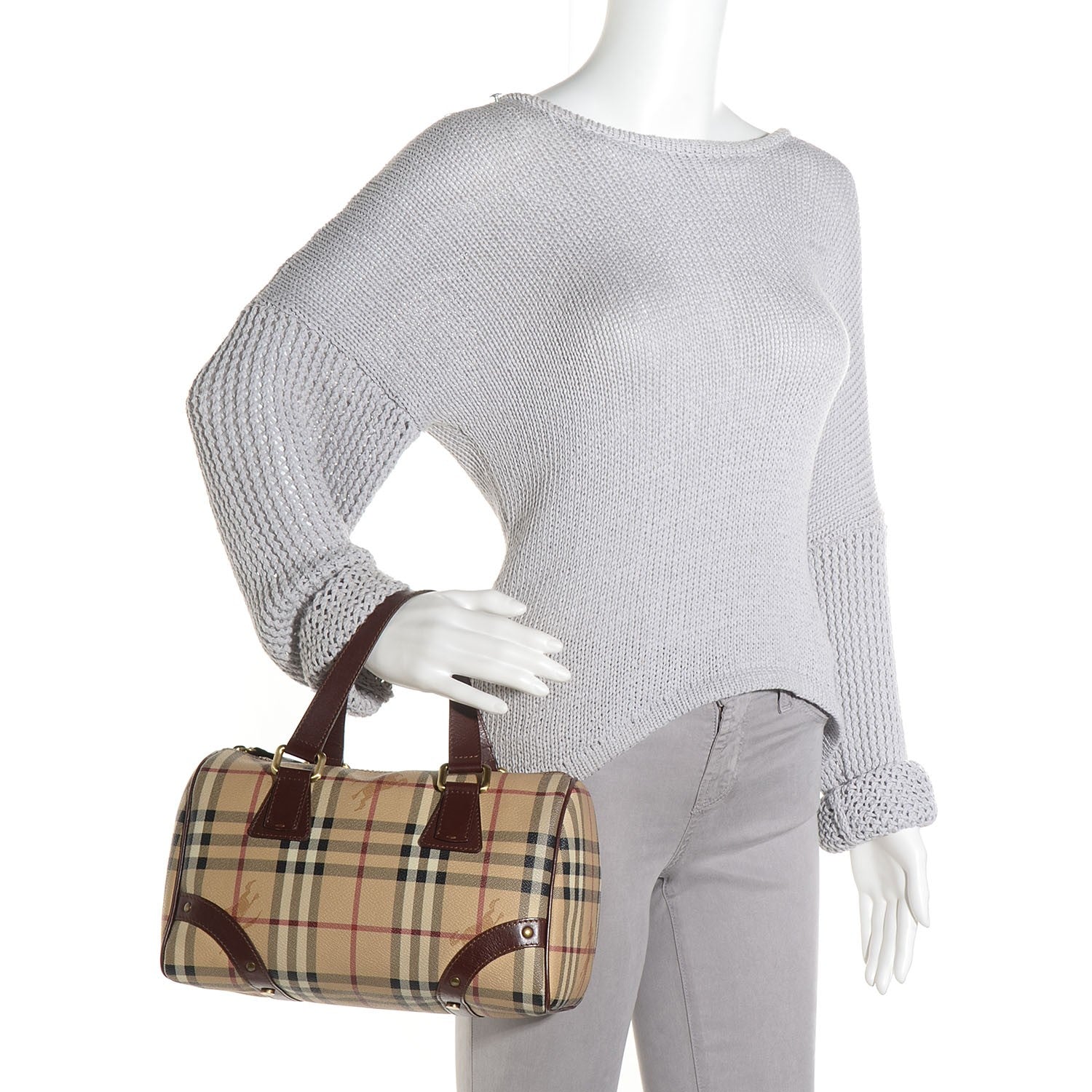 Burberry Haymarket Check Studded Bowler Brown 2 of 8