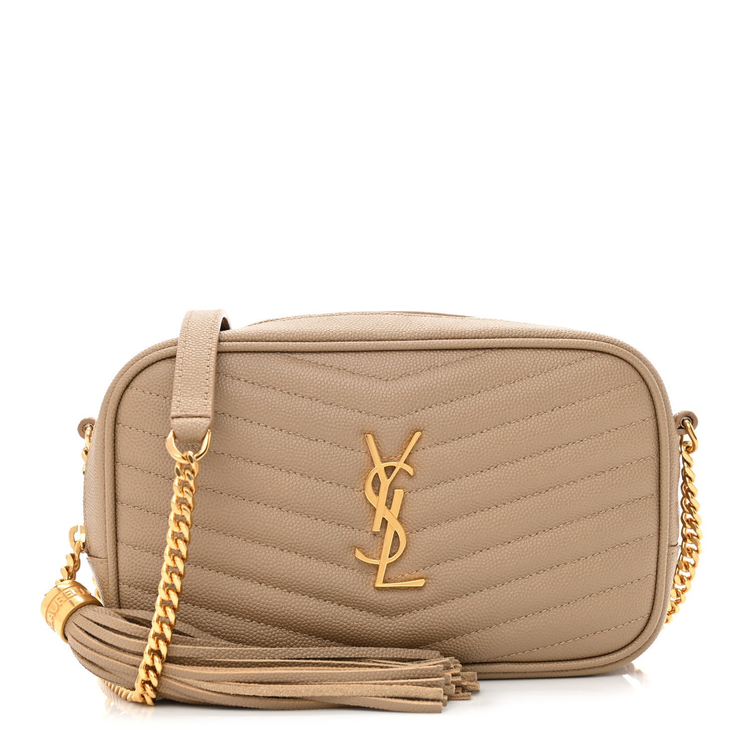 Saint Laurent Grain De Poudre Matelasse Monogram Mini Lou Camera Bag Dark Latte 1 of 10