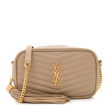 Saint Laurent Grain De Poudre Matelasse Monogram Mini Lou Camera Bag Dark Latte 1 of 10