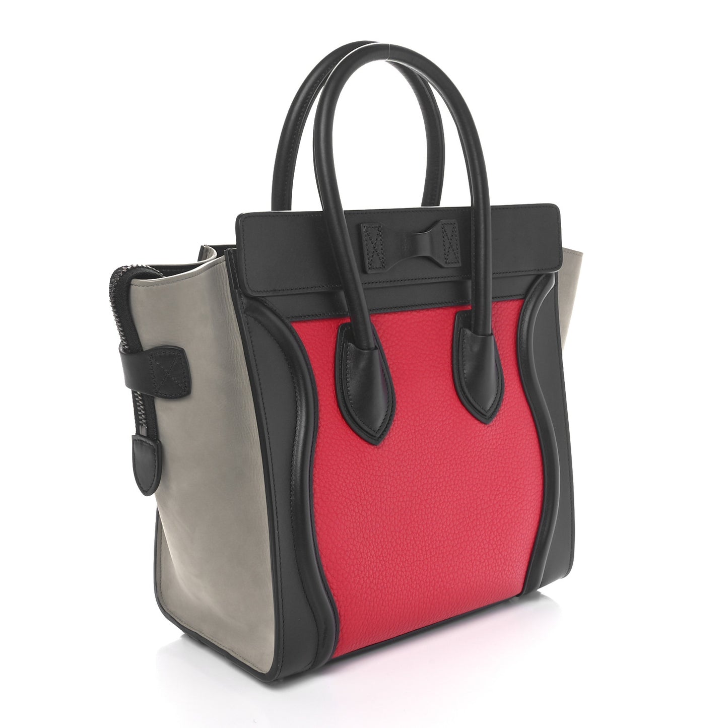 Smooth Drummed Calfskin Micro Tri-Color Luggage Dark Pink