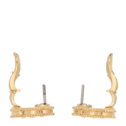 Van Cleef & Arpels 18K Yellow Gold Guilloche Vintage Alhambra Earrings 3 of 5