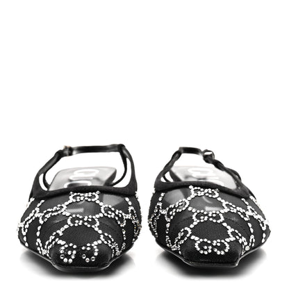 Gucci Tela Retino Kid Scamosciato Crystal GG Monogram Square G 35mm Slingback Pumps 35.5 Black 2 of 9