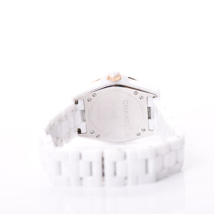 Chanel Stainless Steel 18K Beige Gold Ceramic 36.5mm J12 Automatic Watch White 4 of 7