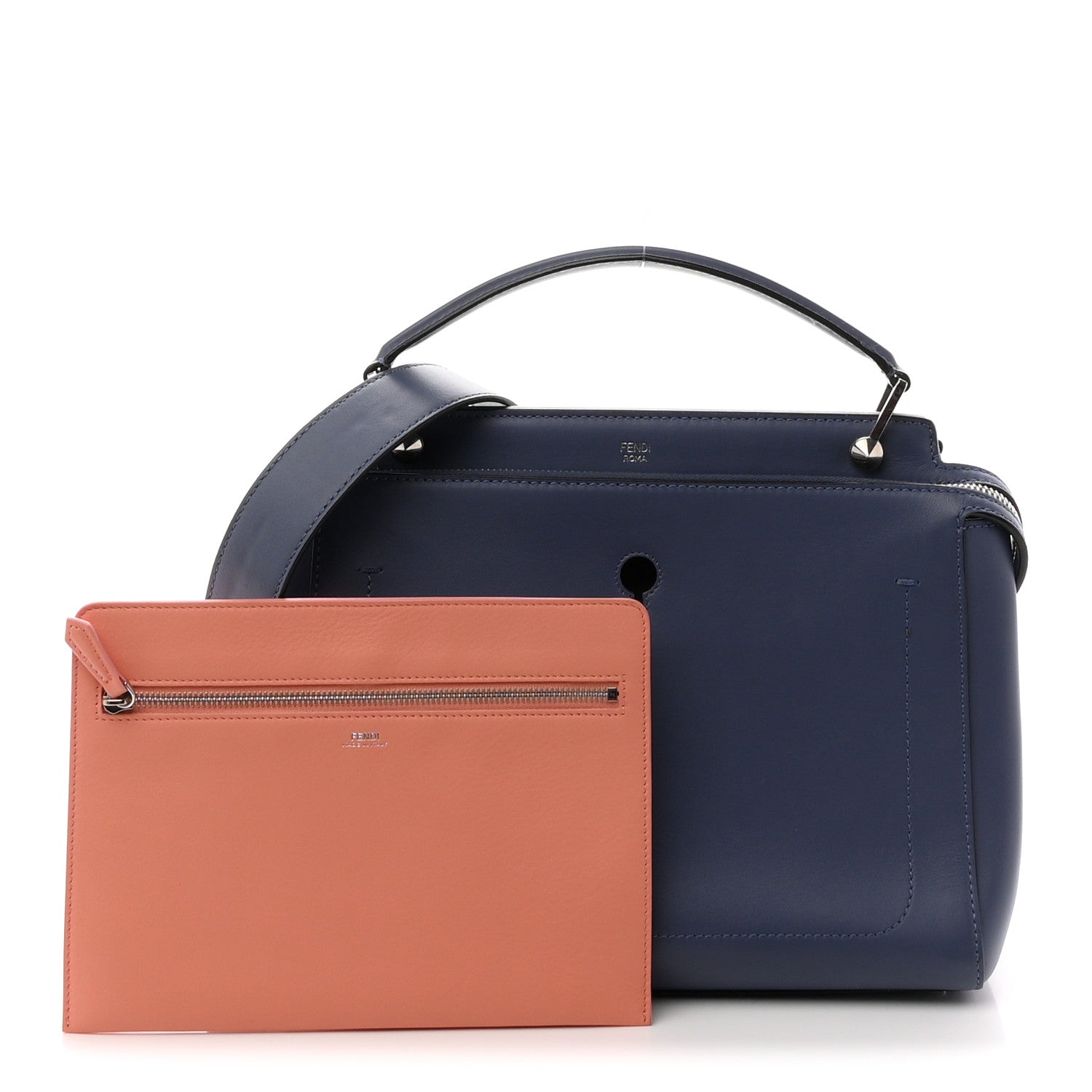 Fendi Vitello Baltico Dolce DotCom Satchel Blue 1925583 – FASHIONPHILE
