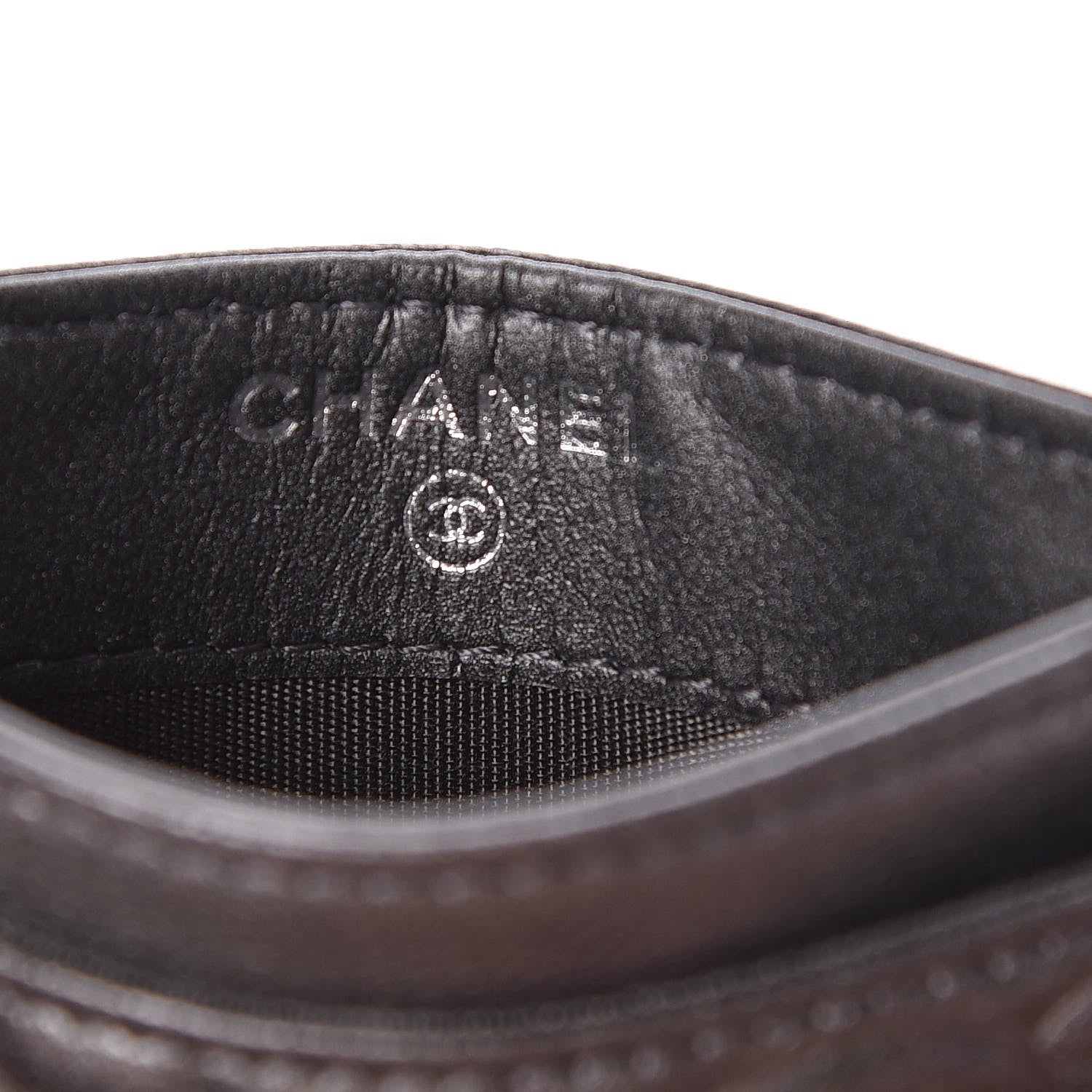 Chanel Goatskin Camellia Embossed Card Holder Anthracite 6 of 9