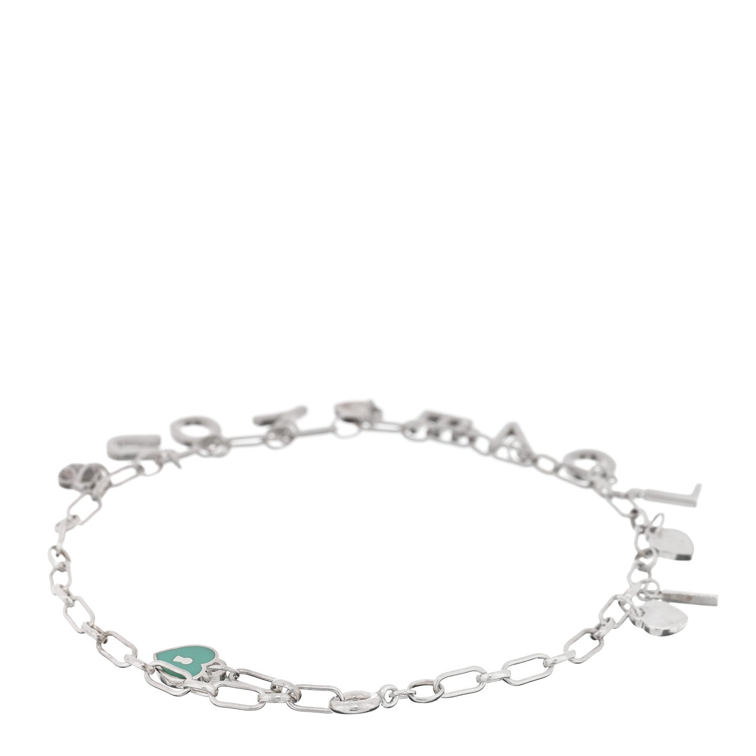 Tiffany Sterling Silver Enamel I Love You Charm Bracelet Blue 2 of 4