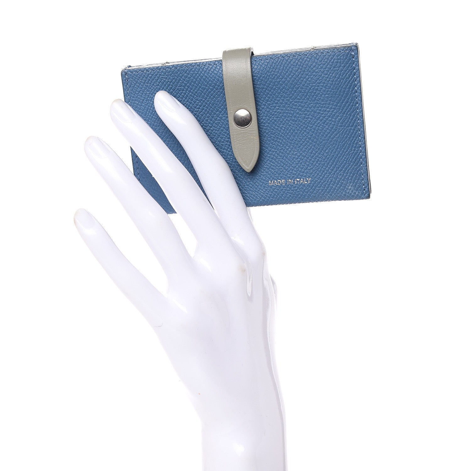 Celine Grained Shiny Calfskin Accordion Card Holder Denim 2 of 8