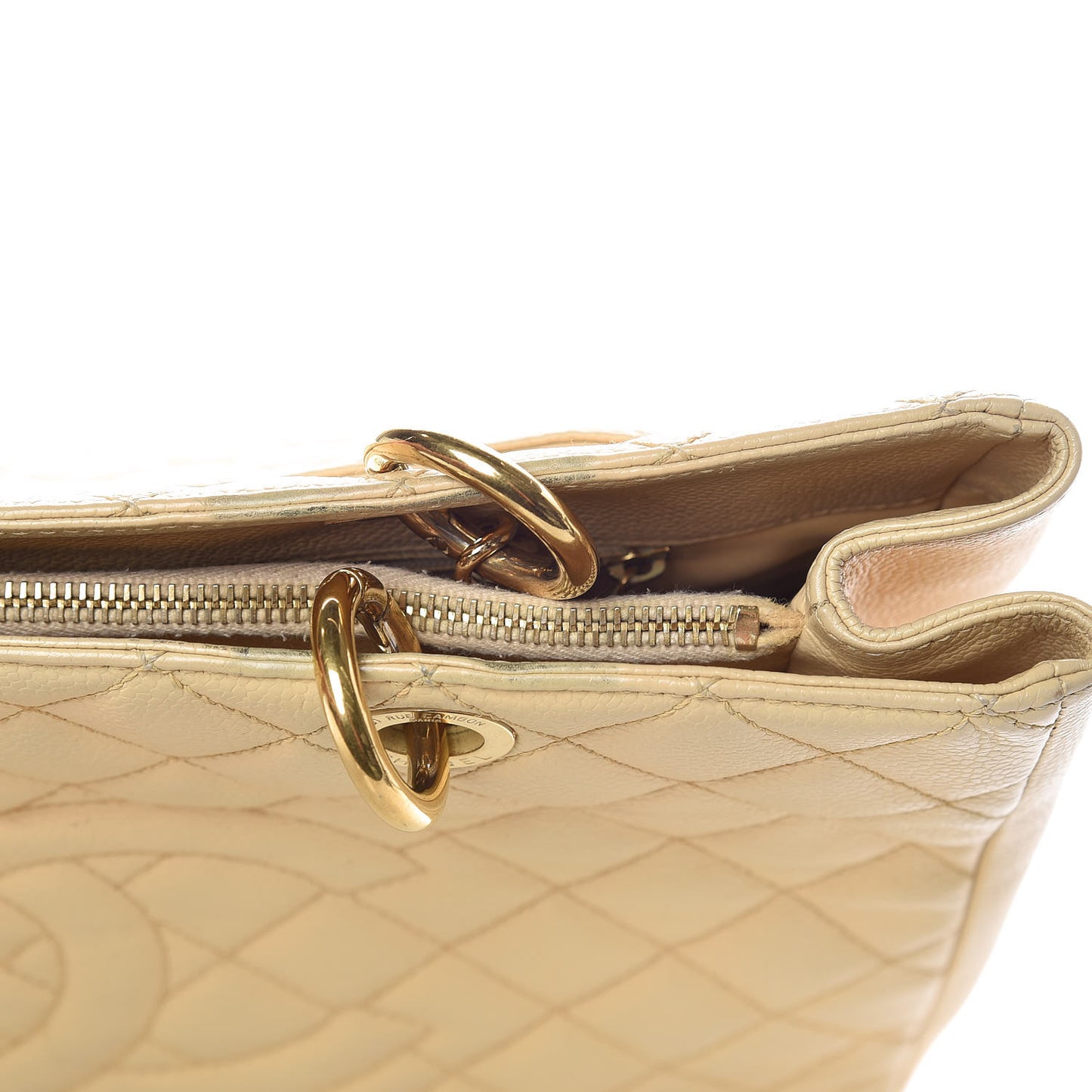 Caviar Quilted Grand Shopping Tote GST Beige