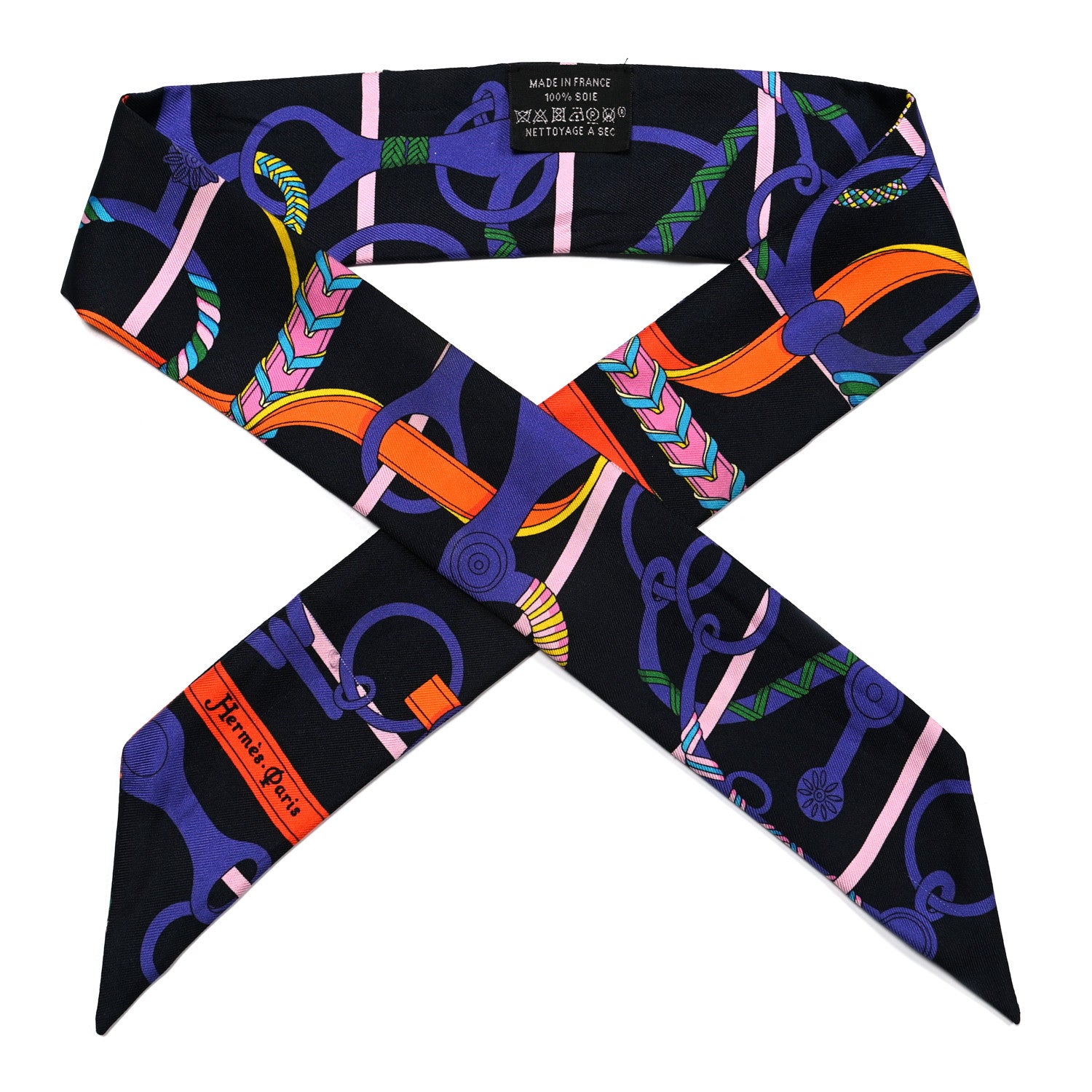 Hermes Silk Panoplie Equestre Twilly Caban Violet Orange 1 of 6