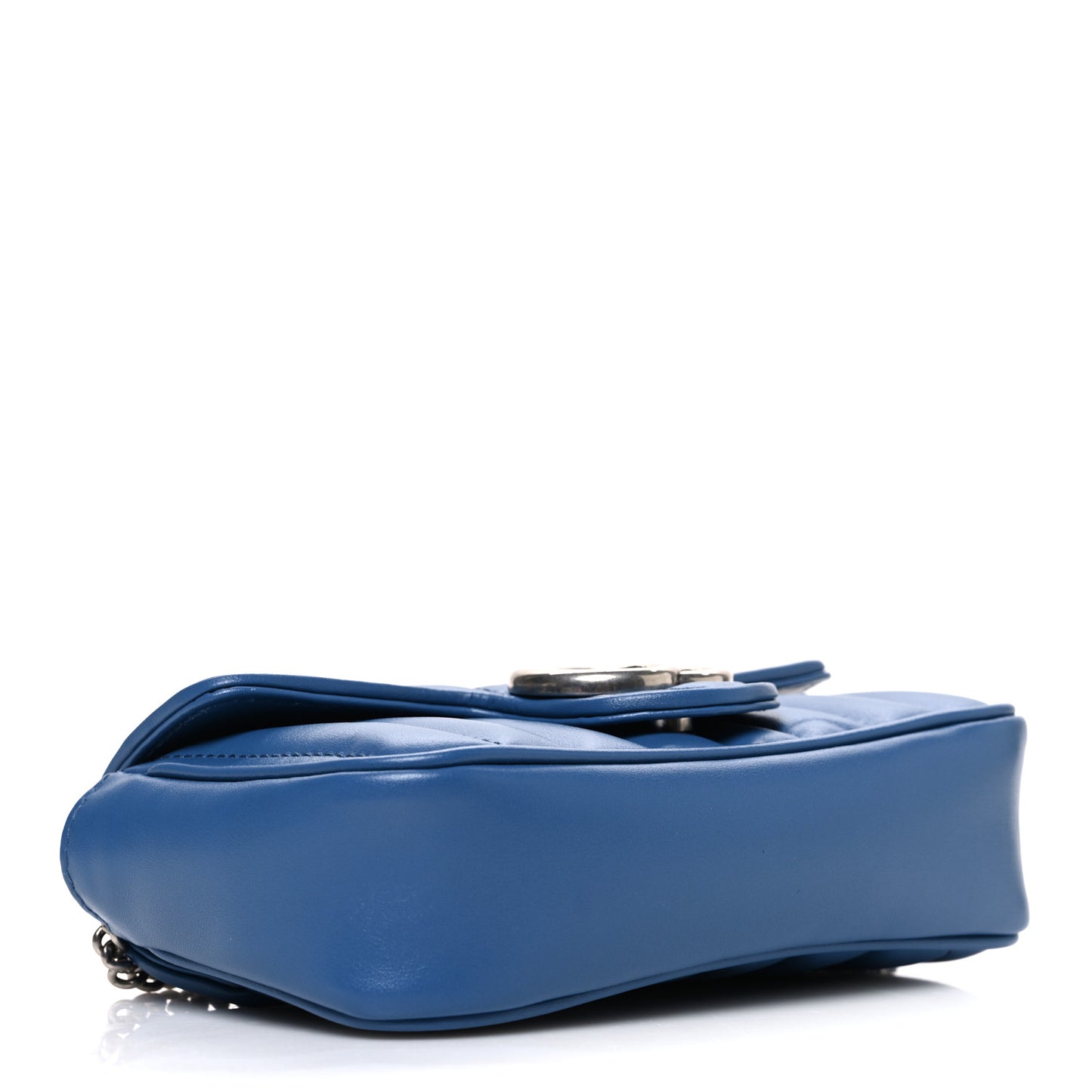 Calfskin Matelasse Aria Super Mini GG Marmont Shoulder Bag Clear Blue