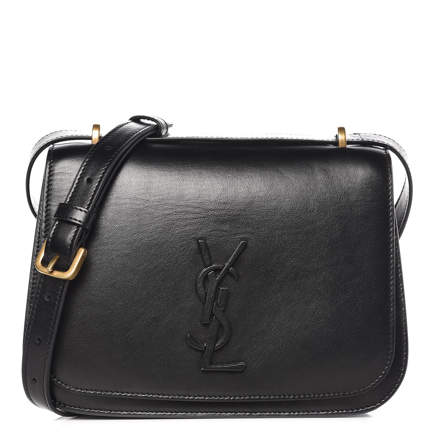 Smooth Calfskin Small Spontini Saddle Bag Black