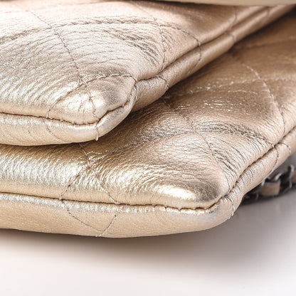 Chanel Metallic Calfskin Quilted Flap Clutch With Chain Light Gold 9 of 9