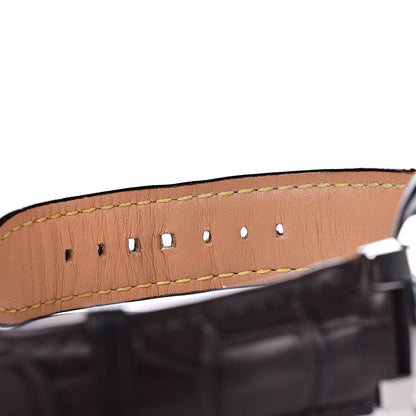 Louis Vuitton Stainless Steel Alligator 39mm Tambour GMT Automatic Watch Brown 7 of 9