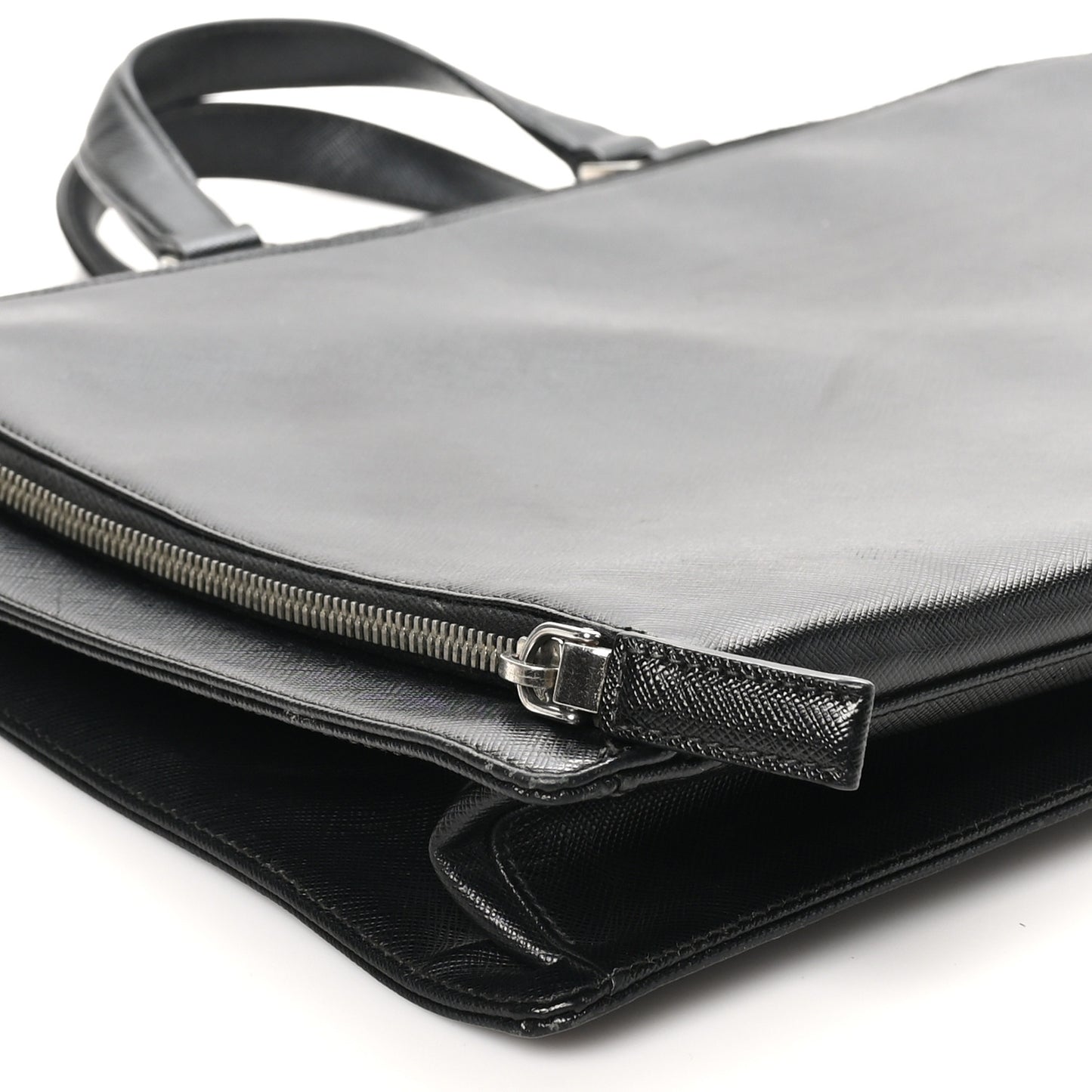Saffiano Cuir Travel Front Zip Pocket Briefcase Black