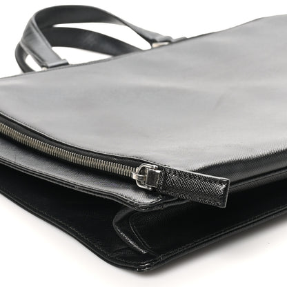 Prada Saffiano Cuir Travel Front Zip Pocket Briefcase Black 7 of 8