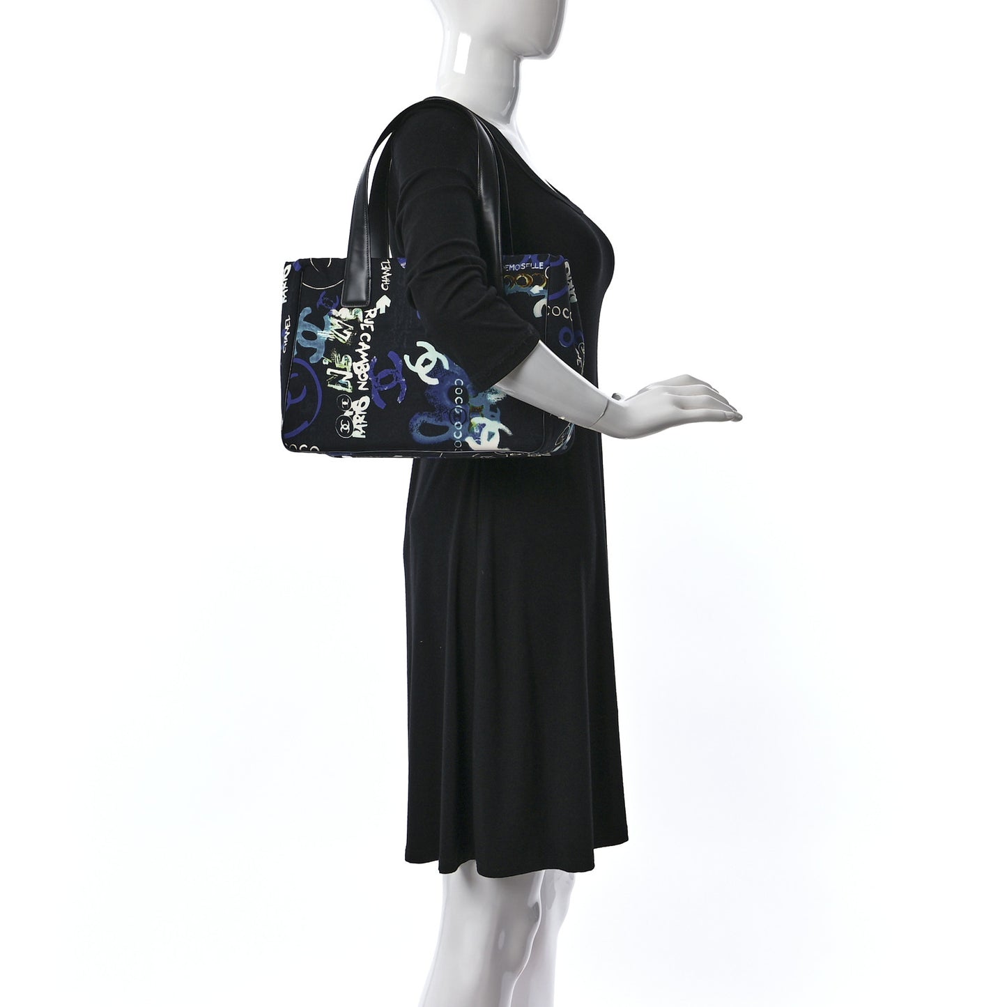 Canvas Coco Print Tote Black Multi