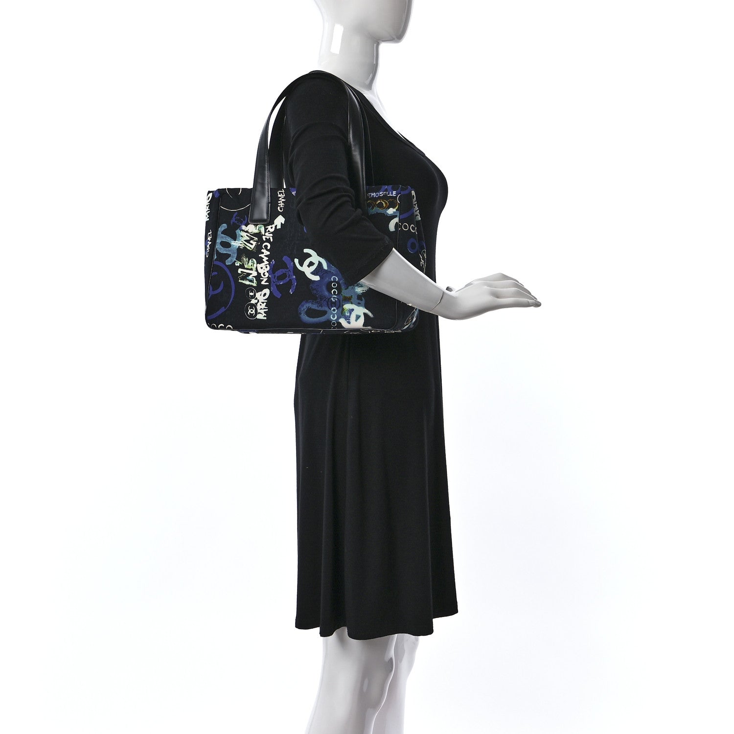 Chanel Canvas Coco Print Tote Black Multi 2 of 9