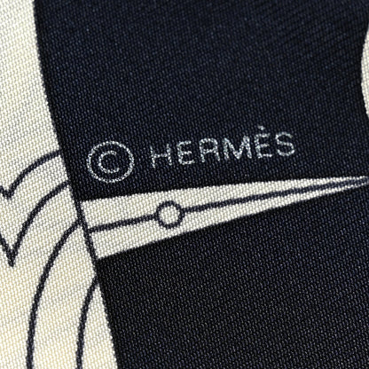 Hermes Silk Le Sacre Des Saisons Scarf 90 Bleu Black Creme 4 of 4