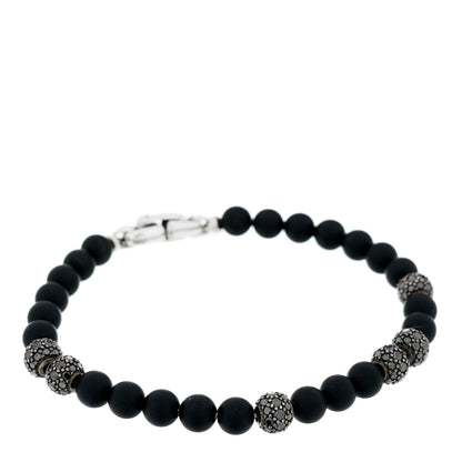 David Yurman Sterling Silver Black Diamond Black Onyx 6mm Spiritual Beads Bracelet 1 of 3