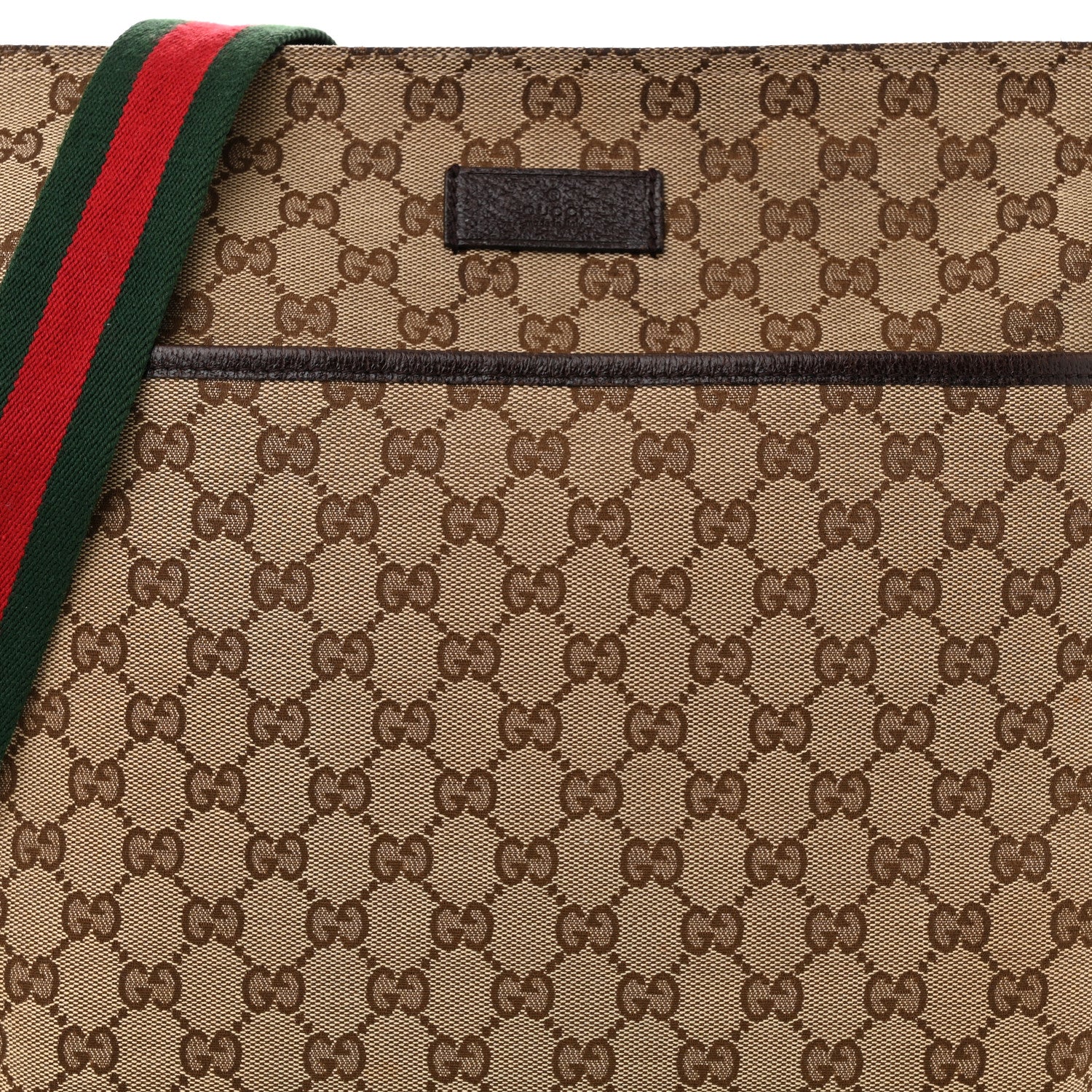 Gucci Monogram Web Medium Flat Messenger Bag Brown 8 of 10