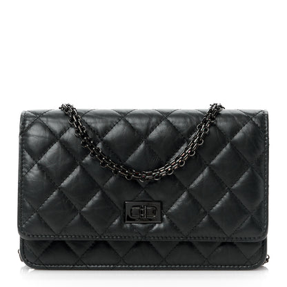 Chanel Aged Calfskin Quilted Reissue Wallet On Chain WOC So Black 1 of 13
