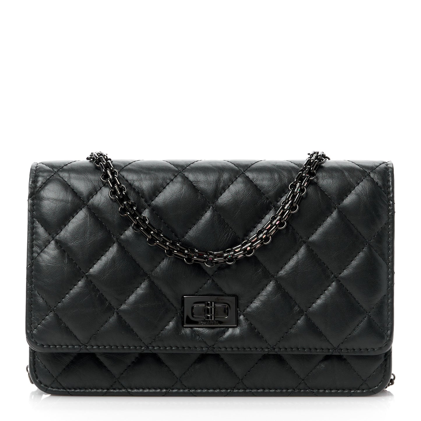 Aged Calfskin Quilted Reissue Wallet On Chain WOC So Black