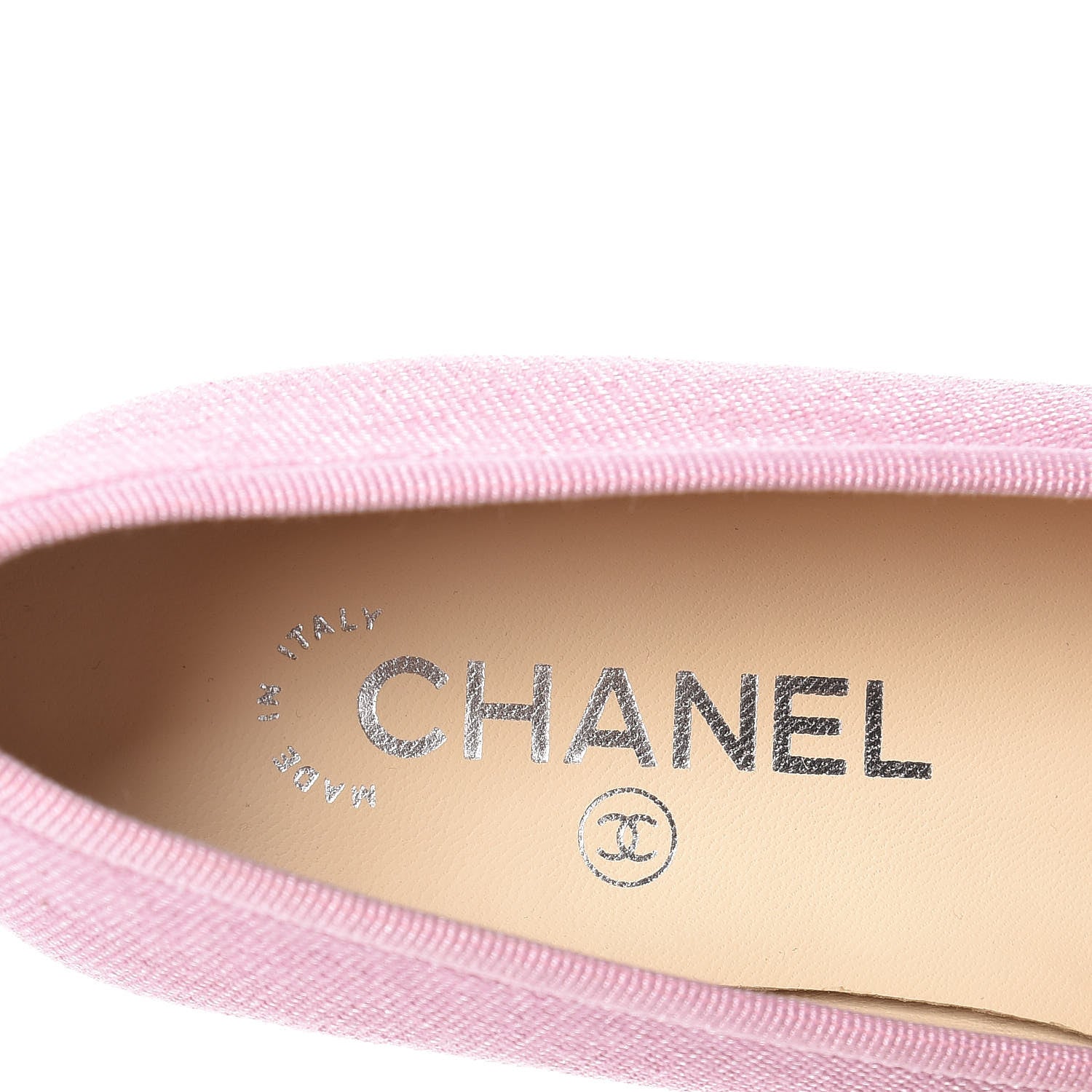 Chanel Iridescent Fabric Lambskin Cap Toe Ballerina Flats 36 Pink Light Grey 7 of 12