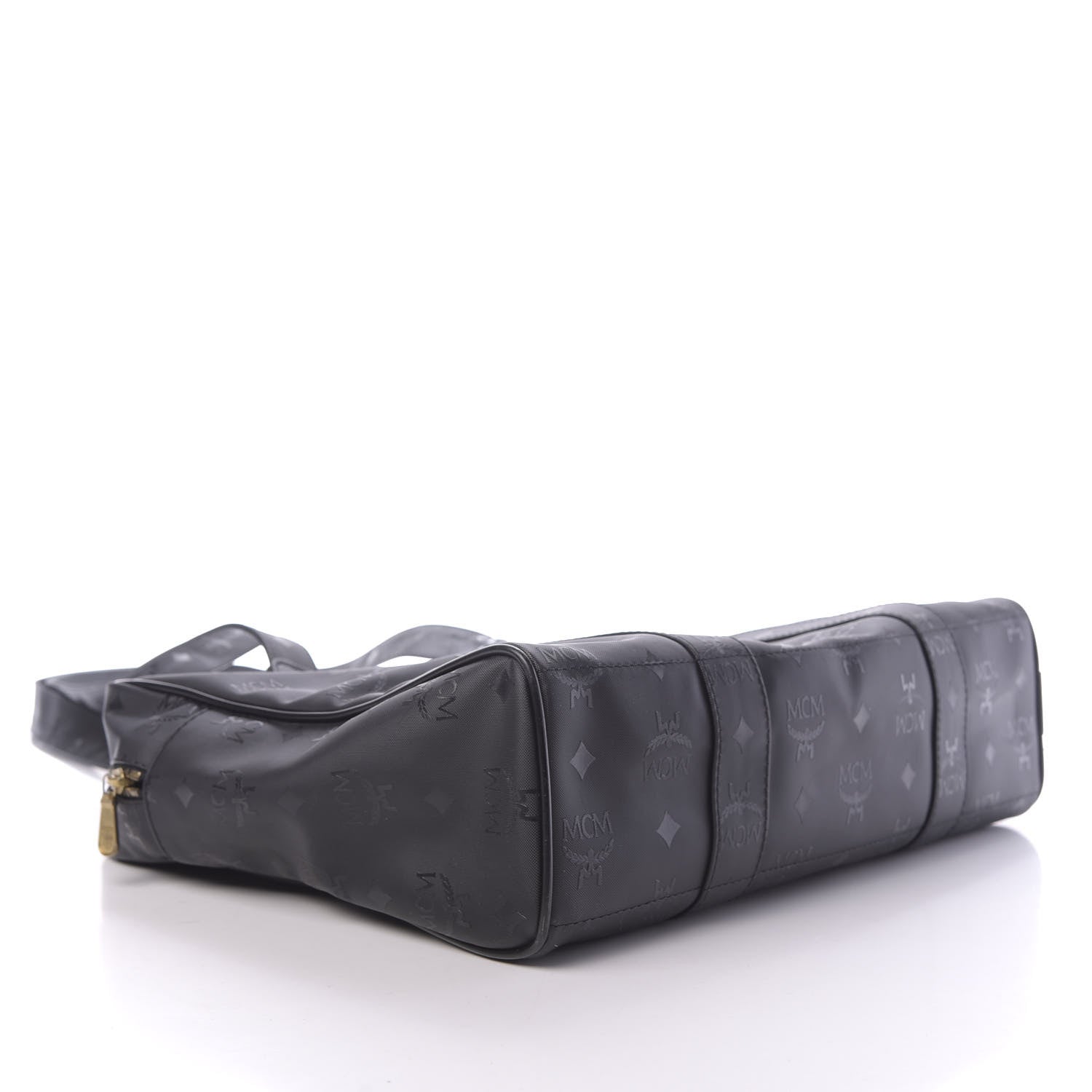 MCM Monogram Coated Canvas Tote Bag Black 4 of 12