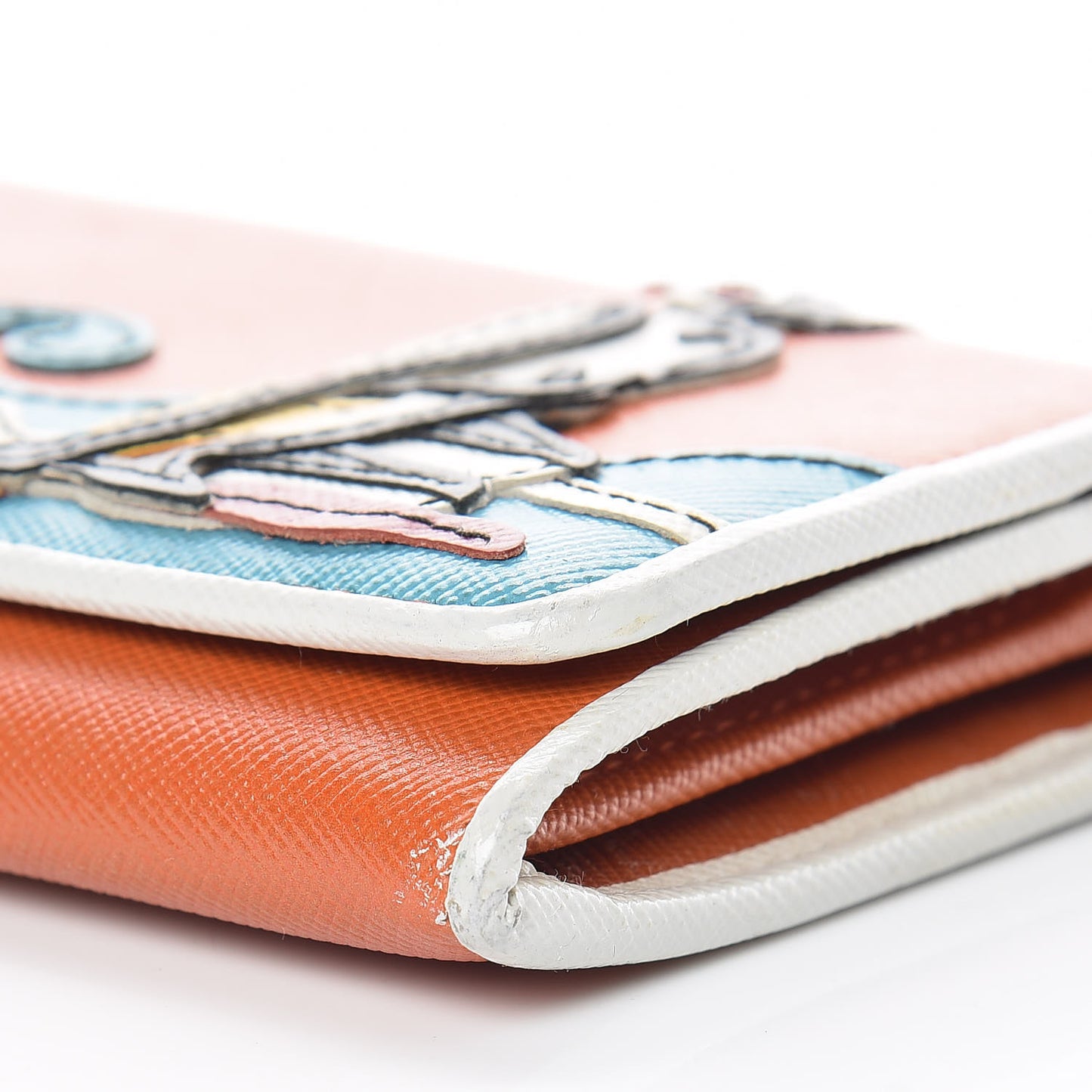 Saffiano Beach Flap Continental Wallet Papaya